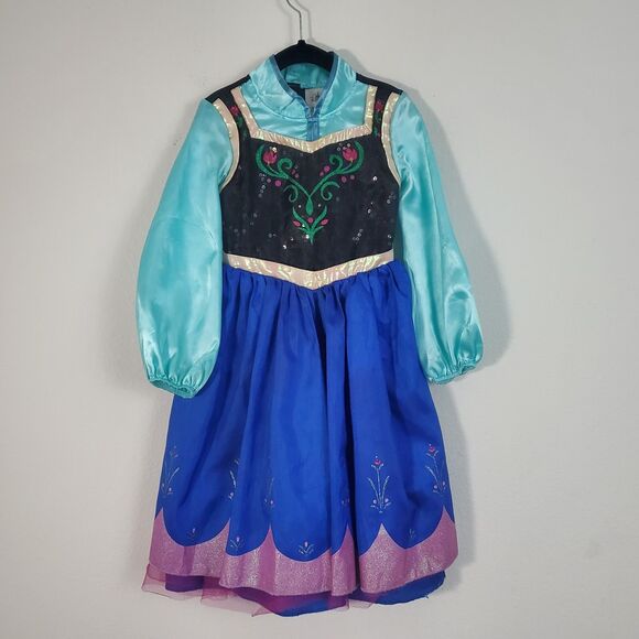 Disney Frozen Elsa Girls Costume Dress 4 Multicolor Princess Glitter Pretend - Picture 1 of 11
